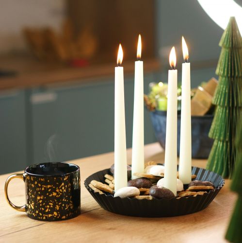 Designer metal candle holder in cake shape 2 pieces – black, Ø 24 cm – elegant table decoration for 4 candles
