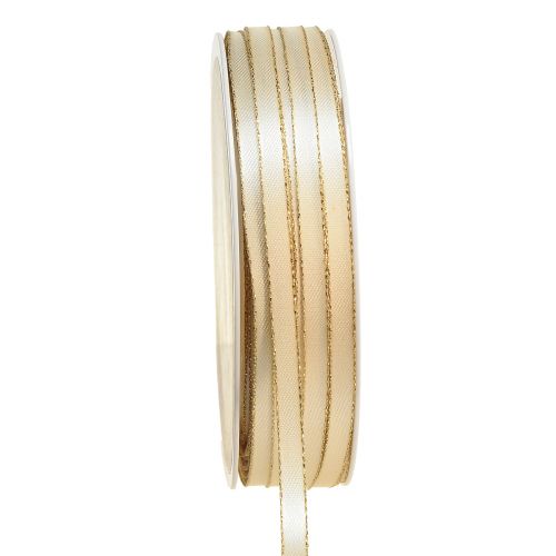 Floristik24 Double satin ribbon decorative ribbon in cream gold W6mm L50m