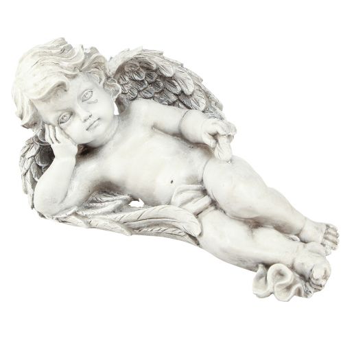 Product Angel lying grave decoration polyresin grey white 31×16cm