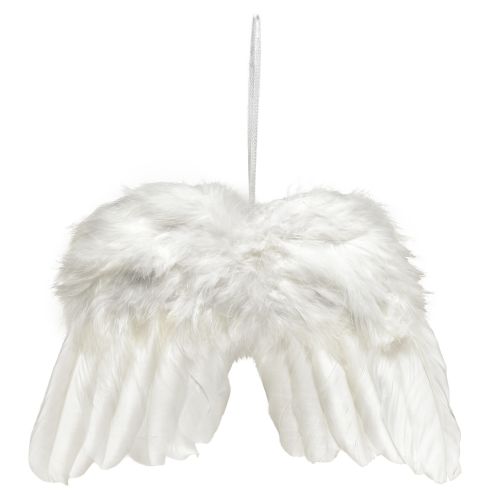 Product Angel wings made of white feathers – romantic Christmas decoration for hanging 25×18cm 3pcs