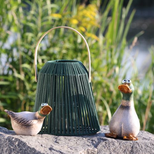 Product Duck Decoration Ceramic Brown Green Drake Sitting H17.5cm 2 Pcs