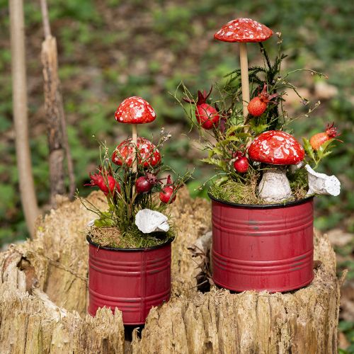 Fly agarics on a stick, red, 5.5cm, set of 6 - decorative autumn mushrooms for the garden and home