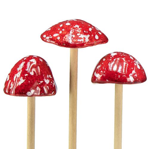 Product Fly agarics on a stick, red, 5.5cm, set of 6 - decorative autumn mushrooms for the garden and home
