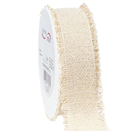 Floristik24 Fringe Ribbon White Gold Decorative Ribbon W40mm L15m