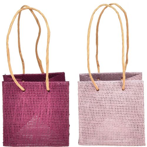 Gift bag with handles in burgundy pink 10.5cm 8 pcs
