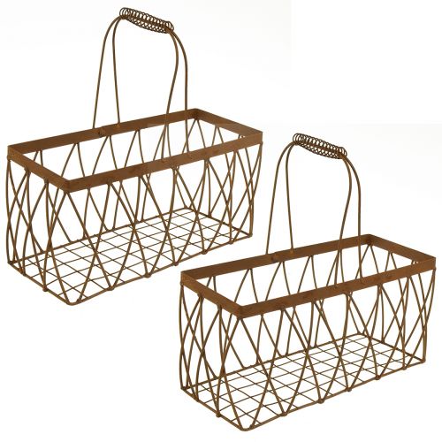 Product Wire basket metal basket rust look 28x13.5x14cm 2pcs