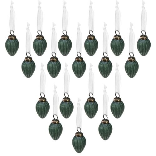 Product Glass cones for hanging Christmas decoration glass green matt Ø10cm 18pcs in glass