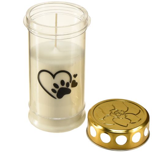 Product Grave light dog heart with paw grave candle white Ø7cm H16.5cm