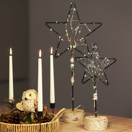 Product Large star decorations on natural wooden base – Black, 60 cm – Elegant room decoration 30x10x60cm 2pcs