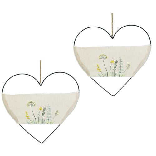 Product Heart metal ring loop decorative ring for hanging with wild herbs W31.5cm 2pcs