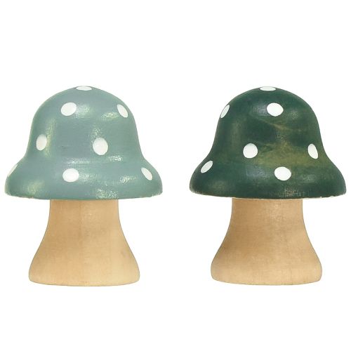 Wooden Mushrooms Decorative Mushrooms Wooden Mini Toadstools Mint Green 4cm 12pcs