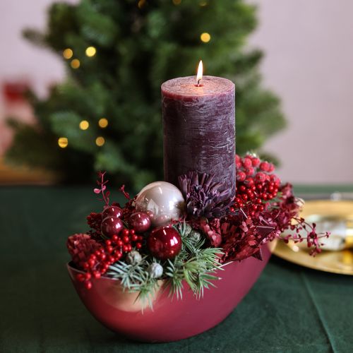 Floristik24 Candles Burgundy Pillar Candles Solid Colored 85x200mm 2 Pcs