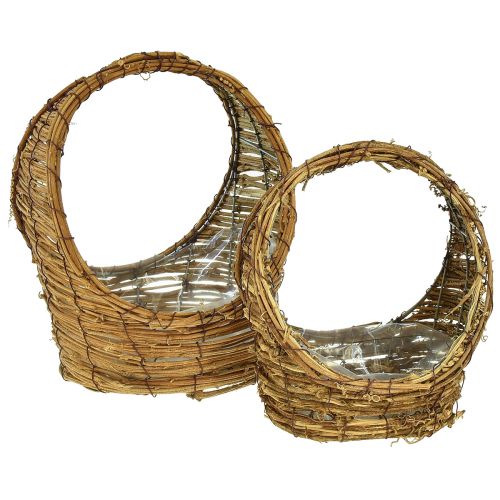 Basket for planting with handle vine L18/22cm set of 2