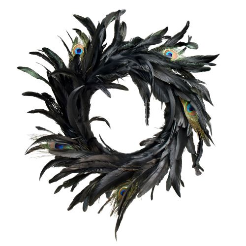 Exquisite Peacock Feather Wreath – Natural Iridescent Colors, 30cm – Luxurious Home and Event Decoration