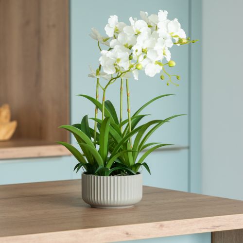 Artificial Orchids Artificial Flowers in Pot White 60cm
