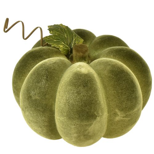 Floristik24 Pumpkin decoration flocked 20cm pumpkin green velvet look 2pcs