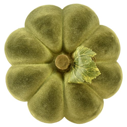 Product Pumpkin decoration flocked 20cm pumpkin green velvet look 2pcs