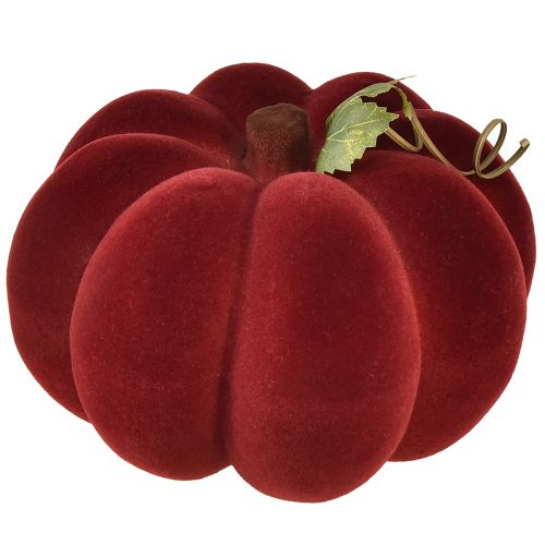 Pumpkin decoration flocked pumpkin red burgundy velvety look 20cm 2pcs