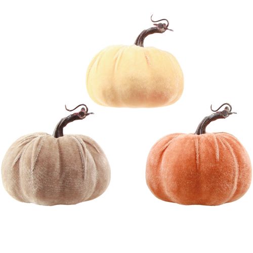 Product Pumpkin Decoration Autumn Yellow Brown Orange Ø13cm H11.5cm 3 pcs