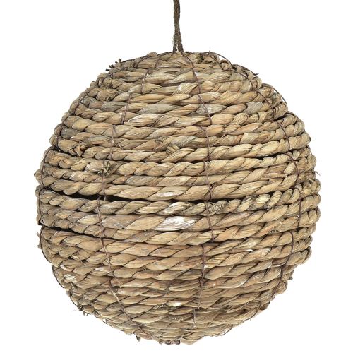 Ball straw decoration for hanging grey washed Ø20cm 2pcs