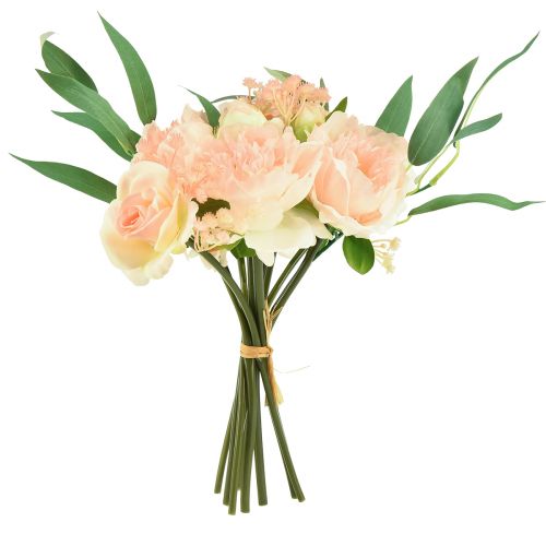 Floristik24 Artificial flower bouquet peonies paeonia roses eucalyptus artificial 32cm