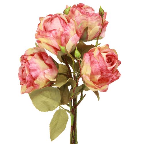 Floristik24 Artificial roses pink decorative roses with buds L44cm 4 pcs