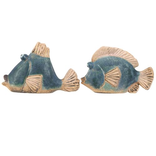 Product Maritime Decoration Fish Blue Ceramic Decoration Assorted 19/17cm 2 Pcs