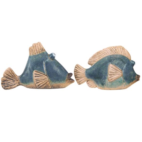 Product Maritime Decoration Fish Blue Ceramic Decoration Assorted 19/17cm 2 Pcs