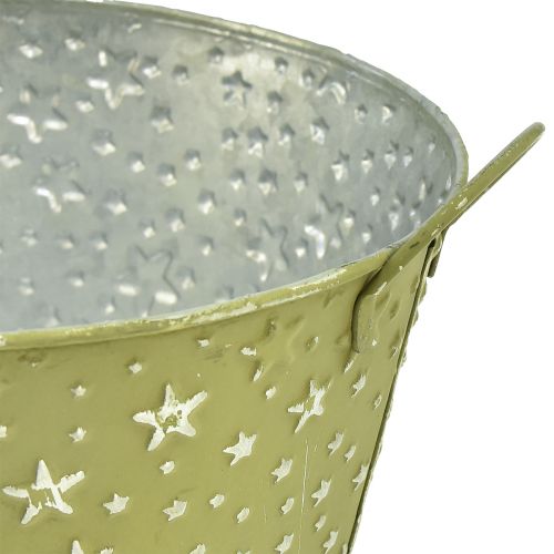 Product Metal bowl with stars and handles green Ø20cm H11,5cm