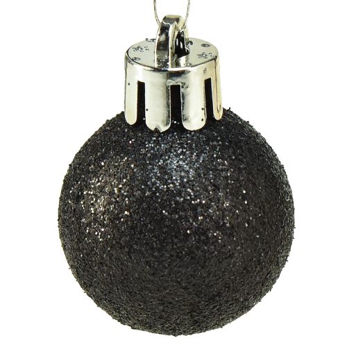 Product Mini tree balls black shatterproof plastic Ø3cm 14pcs