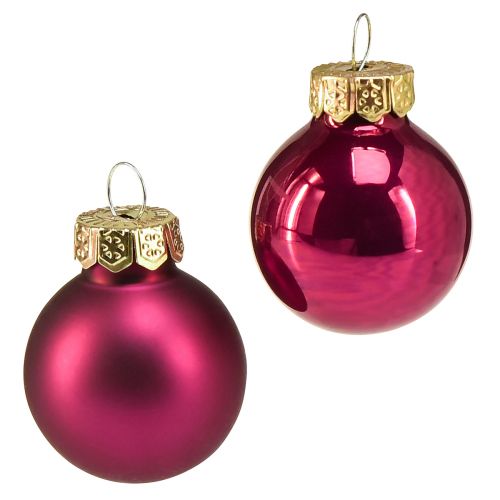 Mini glass balls Christmas tree balls pink Ø2.5cm 22pcs