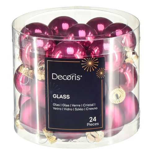 Product Mini glass balls Christmas tree balls pink Ø2.5cm 22pcs