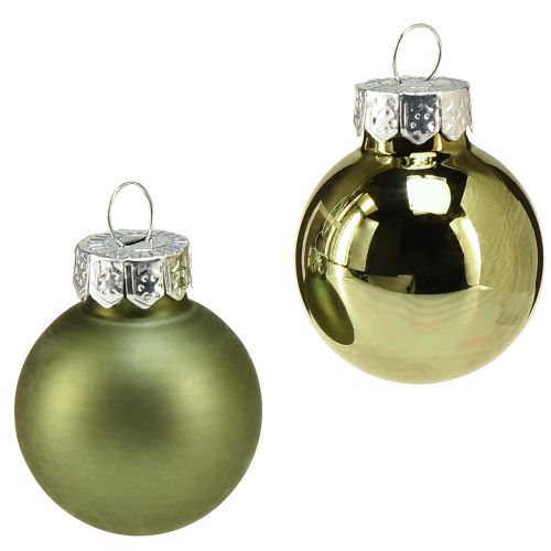 Mini Christmas tree balls glass green mix Ø2.5cm 22pcs
