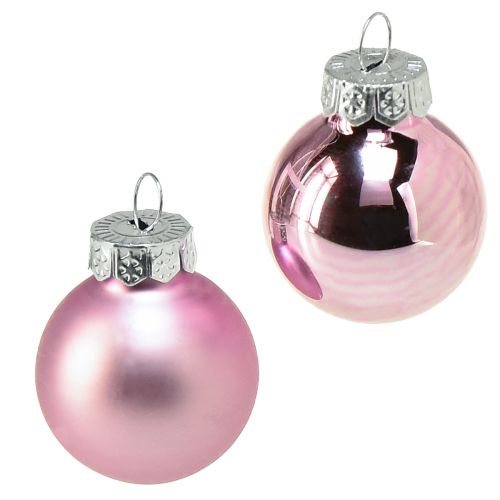 Mini Christmas tree balls glass light purple Ø2.5cm 22pcs