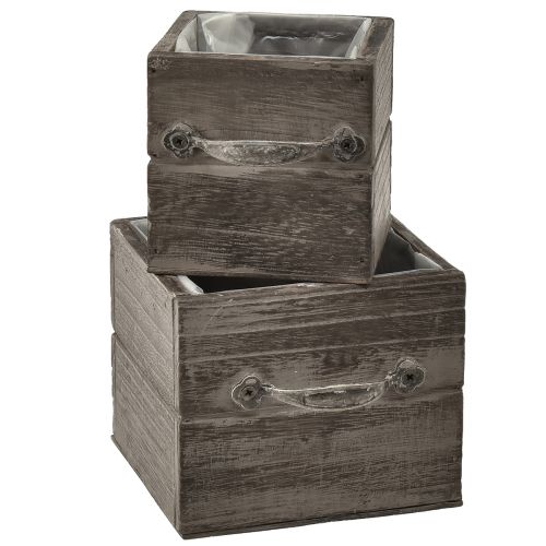 Plant boxes in drawer look, set of 2 – grey-brown, various sizes – versatile and decorative storage