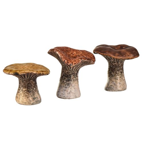 Floristik24 Nature-inspired mushroom decorations in a set of 3 – Various shades of brown, 6.4 cm – Charming accents for the garden and home