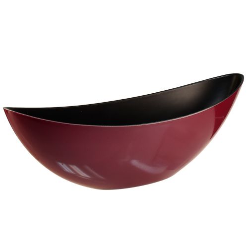 Modern half-moon bowl dark red made of plastic 2 pieces – 39 cm – Versatile for decoration