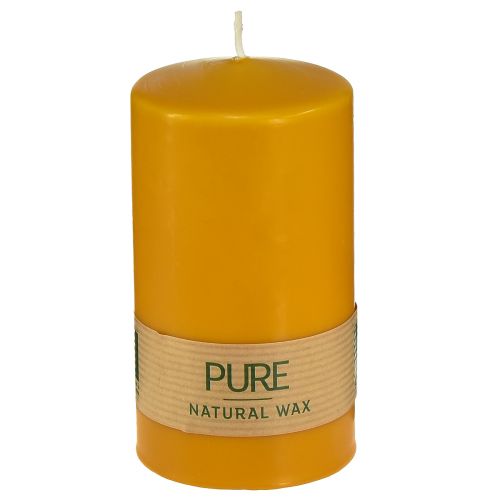 Floristik24 PURE Pillar Candle Yellow Honey Wenzel Candles 130/70mm