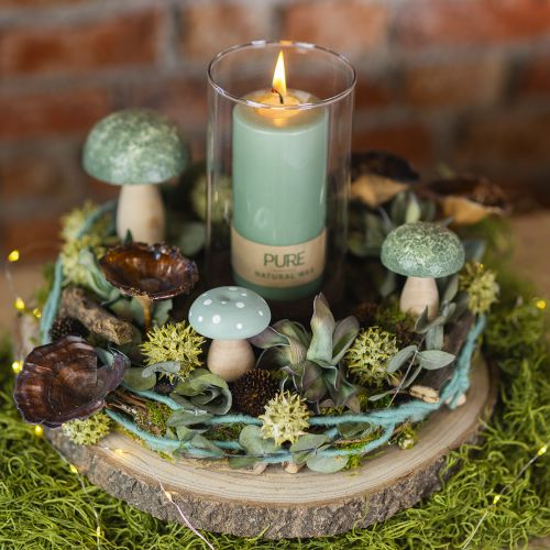 PURE pillar candle green emerald Wenzel candles 130/70mm