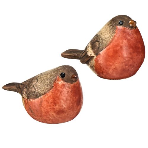 Product Ceramic Robin Decorations – Red and Natural Tones, 5.4 cm – Perfect for Garden and Home – 4pcs