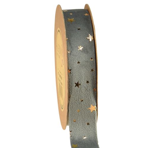 Floristik24 Velvet ribbon star ribbon grey gold jewelry ribbon W25mm L8m