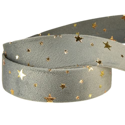 Product Velvet ribbon star ribbon grey gold jewelry ribbon W25mm L8m