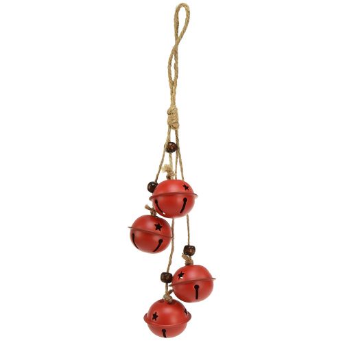 Product Bells hanging Christmas bells red 28cm set of 2