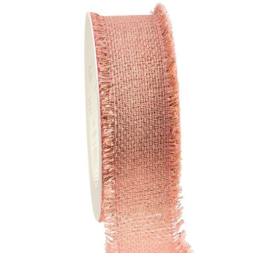 Decorative ribbon fringe ribbon pink gold W40mm L15m