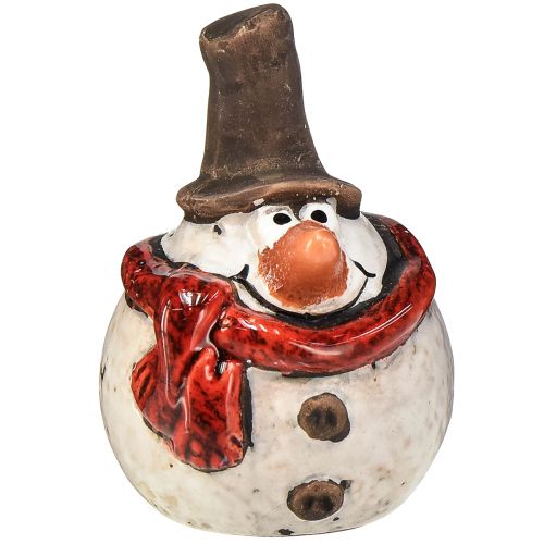 Ceramic snowman figure, white, 6.9cm - set of 6, winter Christmas decoration
