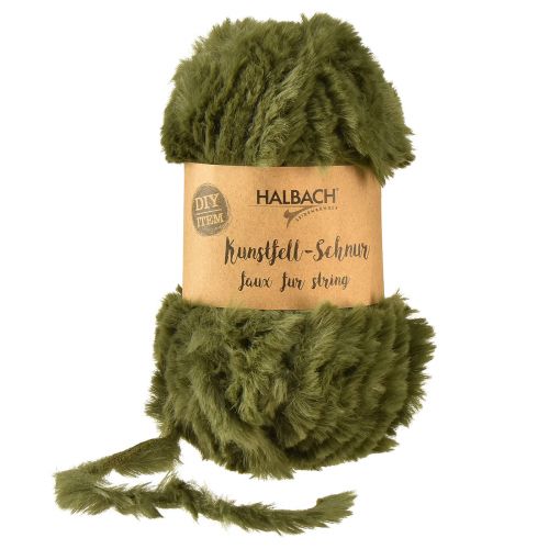 Floristik24 Green faux fur cord – fluffy decorative cord 50g 30m