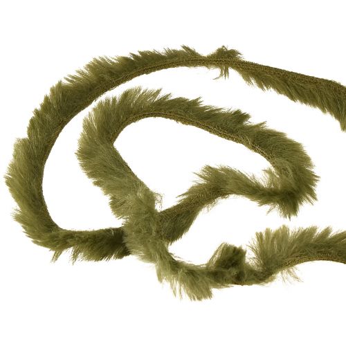 Product Green faux fur cord – fluffy decorative cord 50g 30m