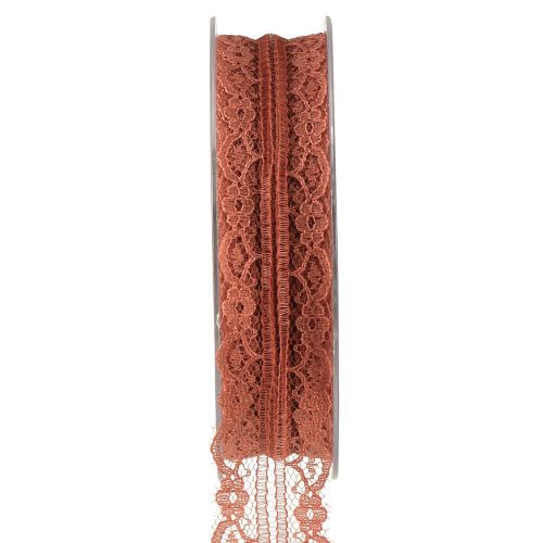 Floristik24 Lace ribbon orange decorative ribbon with flowers W25mm L20m