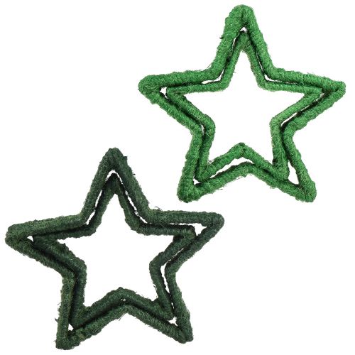 Product Star to stand Christmas decoration jute green 13/18cm 4pcs