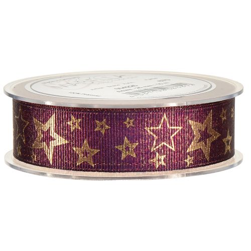 Product Star Ribbon Christmas Ribbon Purple Gold Glamour W25mm L15m